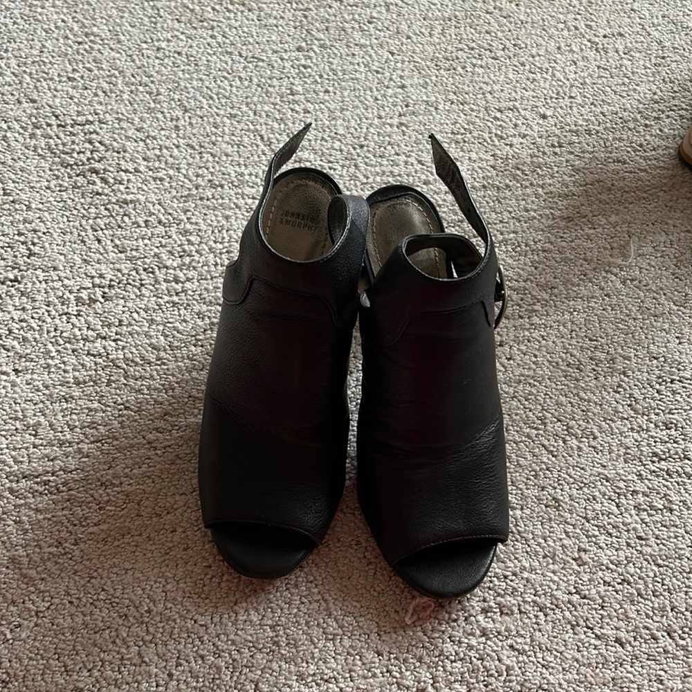 Black open toed booties